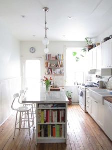 small kitchen island and stools